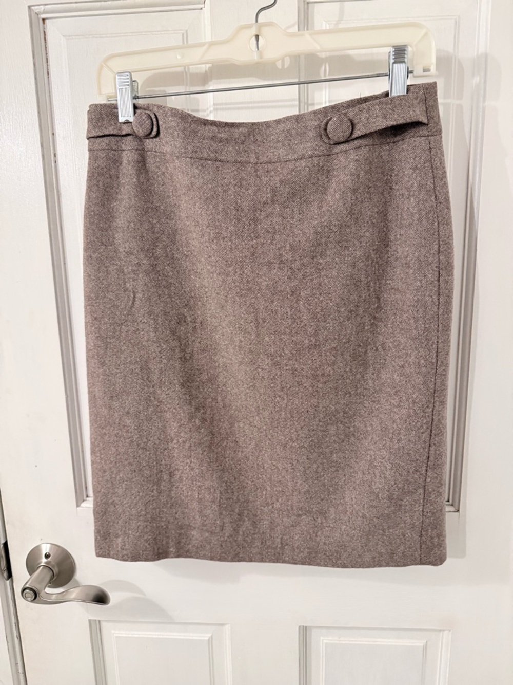 Ann Taylor Neutral Taupe Wool-Blend Pencil Skirt